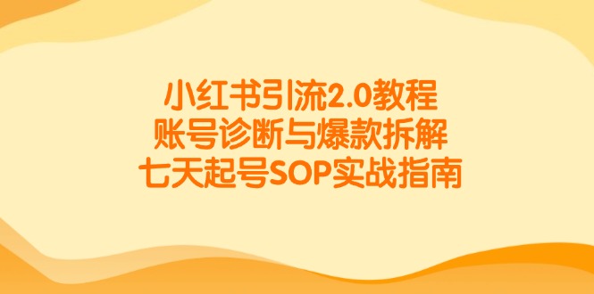 （14981期）小红书引流2.0教程，账号诊断与爆款拆解，七天起号SOP实战指南 - 网赚副业资源网-网赚副业资源网