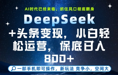 DeepSeek+头条变现，保姆级教学，小白轻松上手，日入8张+【揭秘】 - 网赚副业资源网-网赚副业资源网