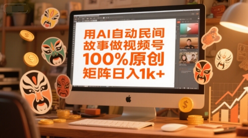 用AI自动民间故事做视频号，100%原创，矩阵日入1k+ - 网赚副业资源网-网赚副业资源网