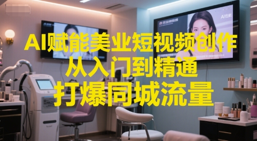 AI赋能美业短视频创作，从入门到精通，打爆同城流量，超级AI工具短视频实操落地 - 网赚副业资源网-网赚副业资源网