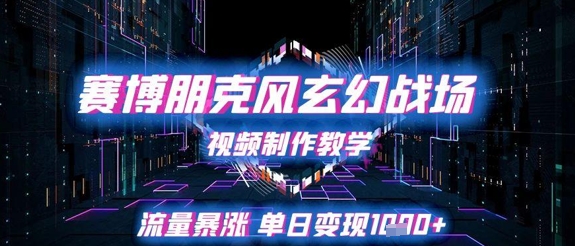 赛博朋克风玄幻战场视频制作教学，流量暴涨单日变现1k+ - 网赚副业资源网-网赚副业资源网
