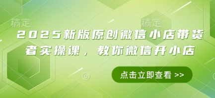 2025新版原创微信小店带货者实操课，教你微信开小店 - 网赚副业资源网-网赚副业资源网