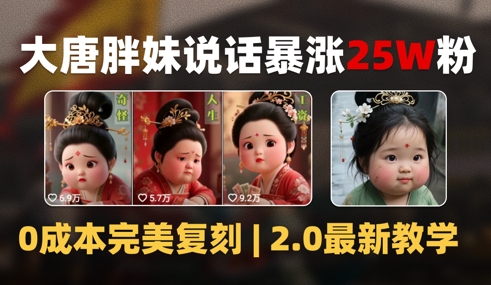 AI大唐胖贵妃说话2.0，40条视频暴涨40w粉，附独家变现攻略 - 网赚副业资源网-网赚副业资源网