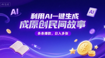 利用AI一键生成原创民间故事，无限制生成，条条爆款，日入多张 - 网赚副业资源网-网赚副业资源网