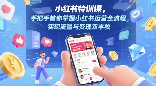小红书特训课，手把手教你掌握小红书运营全流程，实现流量与变现双丰收 - 网赚副业资源网-网赚副业资源网