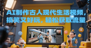 AI制作古人现代生活视频，搞笑又好玩，轻松获取流量 - 网赚副业资源网-网赚副业资源网