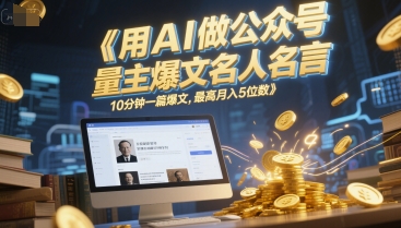 用AI做公众号流量主爆文名人名言，10分钟一篇爆文，最高月入5位数 - 网赚副业资源网-网赚副业资源网