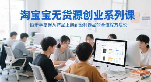 淘宝无货源创业系列课，助新手掌握从产品上架到盈利选品的全流程方法论 - 网赚副业资源网-网赚副业资源网