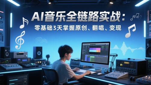 AI音乐全链路实战变现课：零基础3天掌握原创、翻唱、变现 - 网赚副业资源网-网赚副业资源网