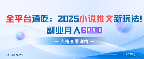 全平台通吃：2025小说推文新玩法，副业月入6k - 网赚副业资源网-网赚副业资源网