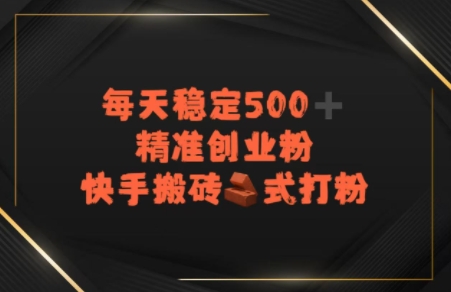 快手搬砖式打粉，每天稳定500+精准创业粉 - 网赚副业资源网-网赚副业资源网