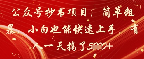 公众号抄书项目，简单粗暴，小白也能快速上手，有人一天搞了1k+ - 网赚副业资源网-网赚副业资源网