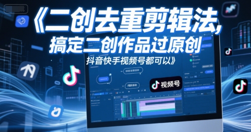 短视频二创去重剪辑法，搞定二创作品过原创，抖音快手视频号都可以 - 网赚副业资源网-网赚副业资源网