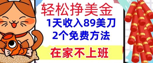 在家不上班，轻松挣美金， 1天收入89美刀，2个免费方法，懒人捡钱 - 网赚副业资源网-网赚副业资源网