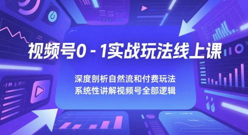 视频号0-1实战玩法线上课，深度剖析自然流和付费玩法，统性讲解视频号全部逻辑 - 网赚副业资源网-网赚副业资源网