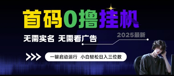 首码0撸挂G项目，无需实名无需看广告 一键启动运行，小白轻松日入三位数【揭秘】 - 网赚副业资源网-网赚副业资源网
