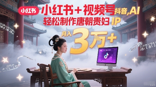 小红书+视频号+抖音，AI轻松制作唐朝贵妇IP，每天30分钟，轻松产出N条，月入3W+ - 网赚副业资源网-网赚副业资源网