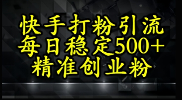 快手精准式打粉引流，每日稳定500+精准创业粉 - 网赚副业资源网-网赚副业资源网