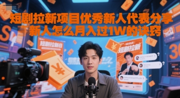 短剧拉新项目优秀新人代表分享新人怎么月入过1W的诀窍 - 网赚副业资源网-网赚副业资源网