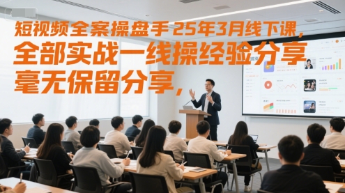 短视频全案操盘手25年3月线下课，全部实战一线操盘手经验分享，毫无保留分享，全是干货 - 网赚副业资源网-网赚副业资源网