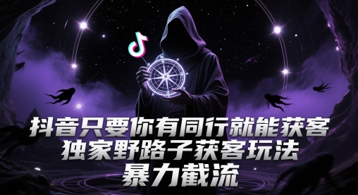 抖音只要你有同行就能获客，独家野路子获客玩法，暴力截流【揭秘】 - 网赚副业资源网-网赚副业资源网