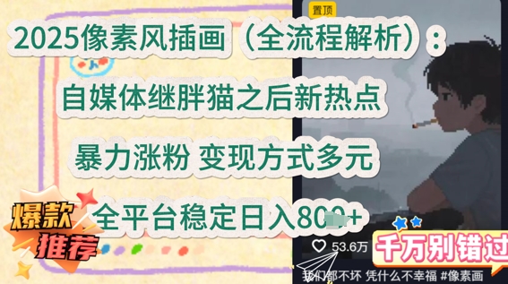2025像素风插画(全流程解析)：自媒体继胖猫之后新热点，暴力涨粉，变现方式多元，全平台稳定日入多张 - 网赚副业资源网-网赚副业资源网