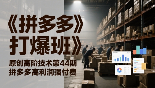 《拼多多打爆班》原创高阶技术第44期，拼多多高利润强付费 - 网赚副业资源网-网赚副业资源网