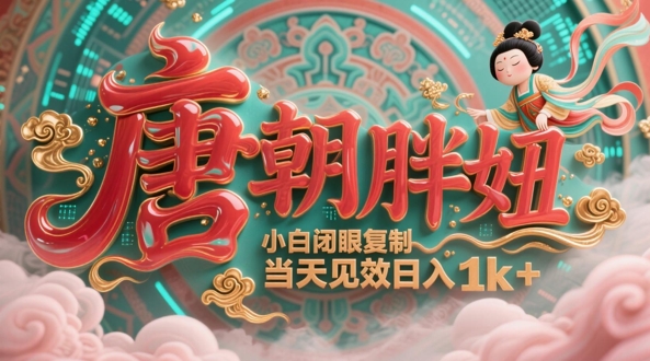 用AI克隆“唐朝胖妞”日更3条，平台疯狂推流，小白闭眼复制，当天见效，日入1k+ - 网赚副业资源网-网赚副业资源网