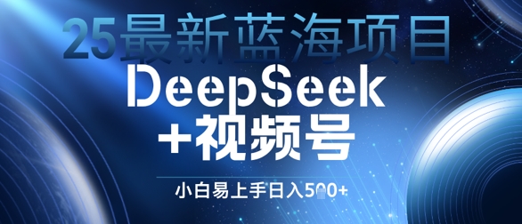 25最新蓝海项目DeepSeek+视频号，小白易上手日入几张 - 网赚副业资源网-网赚副业资源网