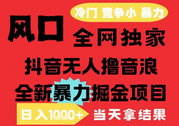 25年6月高爆抖音无人直播最新撸音浪掘金项目，解放双手小白可做，无脑日入1k+，门槛低【揭秘】 - 网赚副业资源网-网赚副业资源网