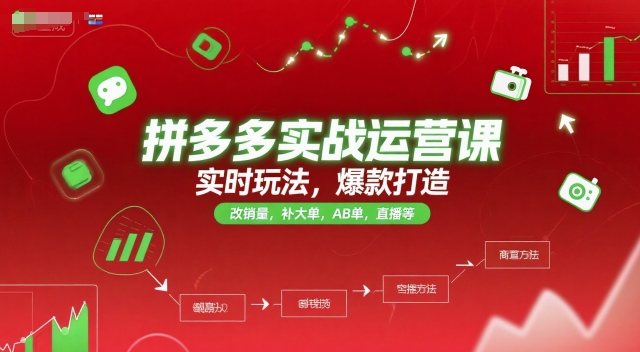 拼多多实战运营课，实时玩法，爆款打造，改销量，补大单，AB单，直播等（更新2025月） - 网赚副业资源网-网赚副业资源网