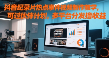 抖音纪录片热点事件视频制作教学，可过伙伴计划，多平台分发撸收益 - 网赚副业资源网-网赚副业资源网