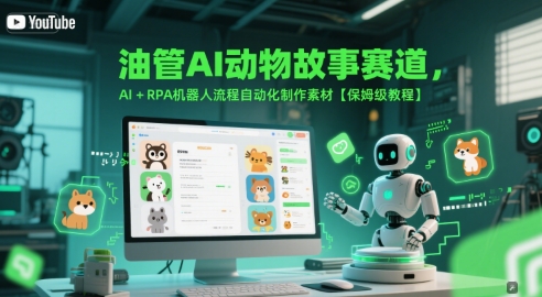 油管AI动物故事赛道，AI+RPA机器人流程自动化制作素材【保姆级教程】 - 网赚副业资源网-网赚副业资源网
