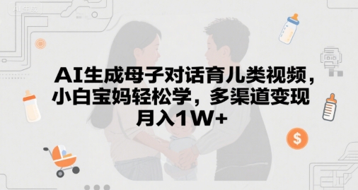 AI生成母子对话育儿类视频，小白宝妈轻松学，多渠道变现，月入1W+ - 网赚副业资源网-网赚副业资源网