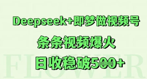 Deepseek+即梦做视频号，条条视频爆火，日收稳破5张 - 网赚副业资源网-网赚副业资源网