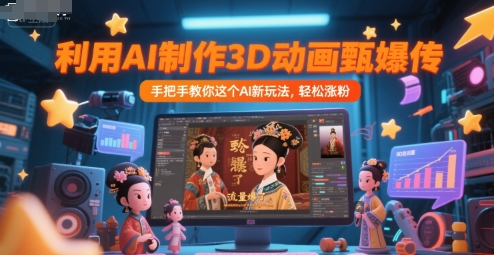 利用AI制作3D动画甄嬛传，流量爆了，手把手教你这个AI新玩法，轻松涨粉 - 网赚副业资源网-网赚副业资源网