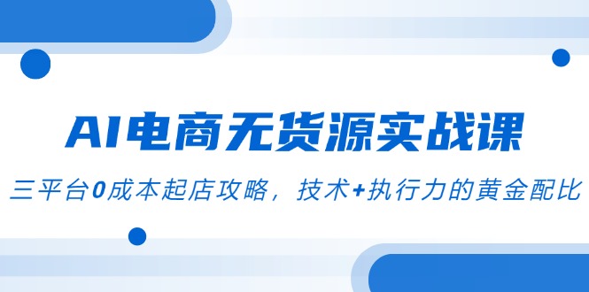 （14982期）AI电商无货源实战课，三平台0成本起店攻略，技术+执行力的黄金配比 - 网赚副业资源网-网赚副业资源网