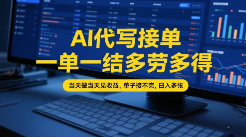 AI代写接单，一单一结多劳多得，当天做当天见收益，单子接不完，日入多张【全网最全实操课程】 - 网赚副业资源网-网赚副业资源网