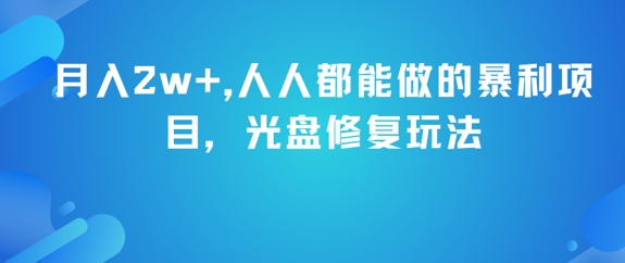 月入2w+，人人都能做的暴利项目，光盘修复玩法 - 网赚副业资源网-网赚副业资源网