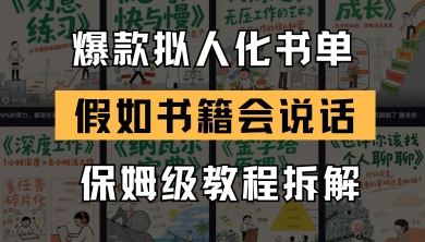 最新爆款拟人化书单玩法，假如书籍会说话，保姆级教程 - 网赚副业资源网-网赚副业资源网