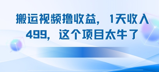搬运抖音中视频撸收益，1天收入多张，这个项目太牛了 - 网赚副业资源网-网赚副业资源网