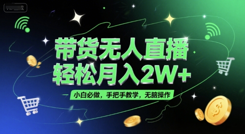 带货无人直播，轻松月入2W+，小白必做，手把手教学，无脑操作(附学习资料) - 网赚副业资源网-网赚副业资源网
