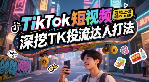 TikTok短视频带货线上课，深挖TK投流达人打法 - 网赚副业资源网-网赚副业资源网