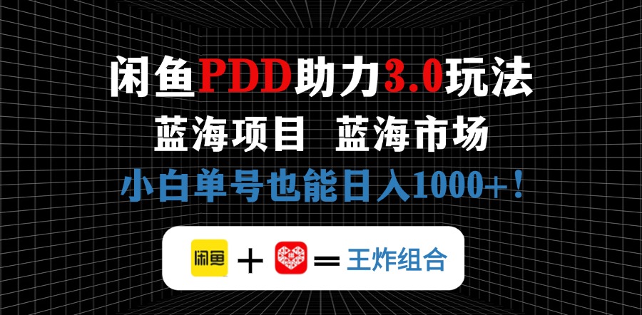 （14516期）闲鱼卖拼多多助力项目，蓝海市场新手也能单号日入1000+ - 网赚副业资源网-网赚副业资源网