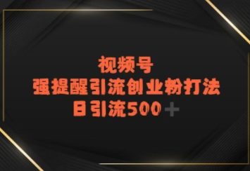 视频号强提醒引流，日引流500+精准创业粉？ - 网赚副业资源网-网赚副业资源网