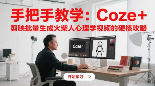手把手教学：Coze + 剪映批量生成火柴人心理学视频的硬核攻略 - 网赚副业资源网-网赚副业资源网