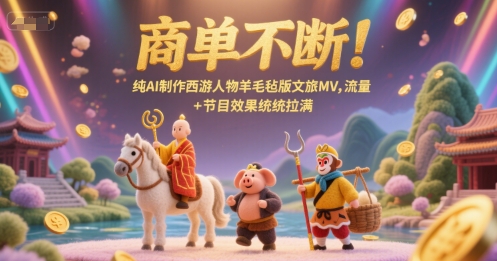 商单不断！纯AI制作西游人物羊毛毡版文旅MV，流量+节目效果统统拉满 - 网赚副业资源网-网赚副业资源网