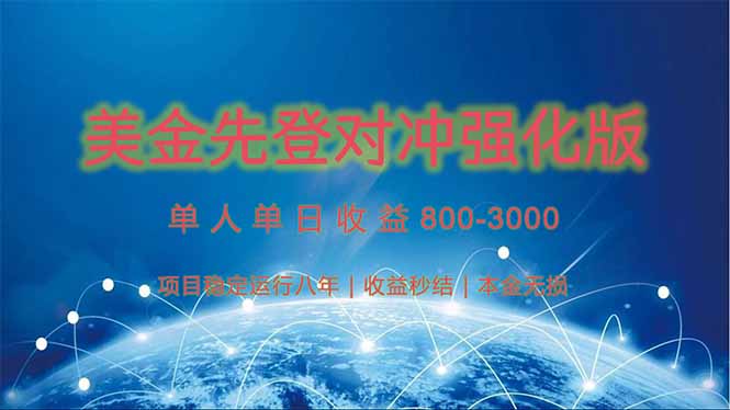 （15012期）美金先登计划对冲强化版，2025年黑马中最暴力收益日收益1k-4k（可放大... - 网赚副业资源网-网赚副业资源网