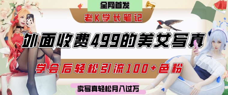 外面收费499的美女写真制作技术，学会后轻松引流S粉变现，日引100+S粉，轻松月入过W - 网赚副业资源网-网赚副业资源网