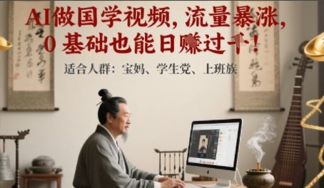 AI做国学视频，流量暴涨 ，0 基础也能日入多张 - 网赚副业资源网-网赚副业资源网